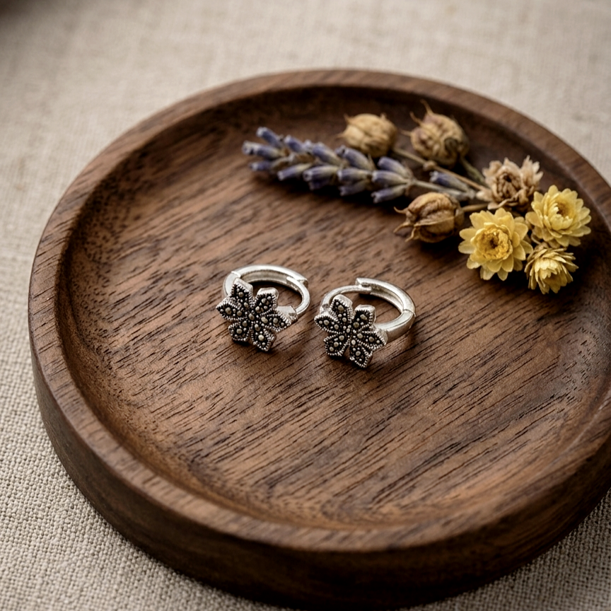 Marcasite Silver Flower Bali